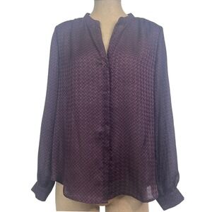 NWT‎ Joie Mintee Houndstooth Blouse in Blackcherry SZ L